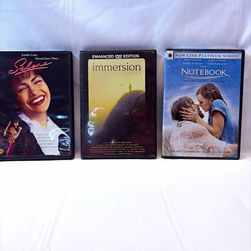 DVD Lot of 3: Selena / Immersion Enhanced / The Notebook Widescreen Eng Subs 486